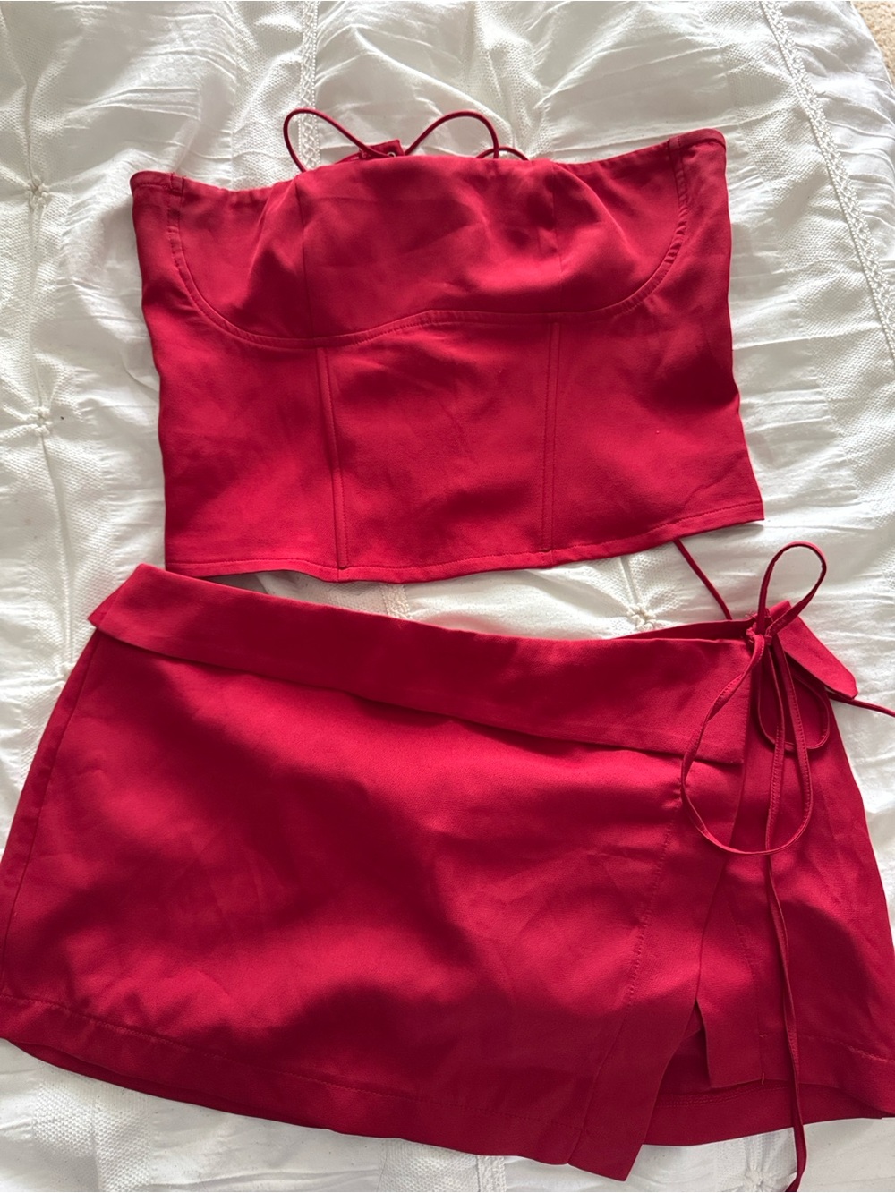 Edikted Red Wrap Mini Skirt - Sleek Tie Detail